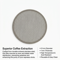 Sintered Metal Portafilter Screen, Espresso Puck Screen for Trapping Coffee Grounds, Home Brewer Espresso Gear, 58.5mm 100, Stainless Steel