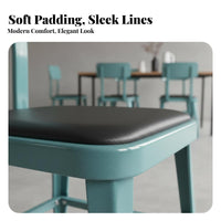 Retro Look utilitarian Metal Seat long-lasting Construction Stackable utilitarian Side Chair Floor-Protecting Feet Dining Stool for Cafe Owners, Design aficionados, homeowners, Restaurant, Office, Kitchen