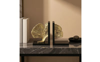Ginkgo Leaf Bookends Textured Resin Bookends Stable Book Holders for Bookshelf, Living Room