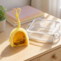 Plush Transparent Mini Pouch for Badges, Coins, and Earbuds - Cute Canvas Storage Bag