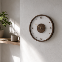 Minimalist Nordic Wooden Wall Clock with Acrylic Glass for Living Room Decor
