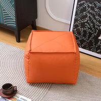 Soft Leather-Like Surface Upholstered Footrest Cube Multi-Functional Square Beanbag Stool Comfortable Pouf Ottoman Modern Design for Closedice Workers, Homeowners, Living Room, Entryway, By the Sofa, Playroom