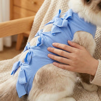 Cat Recovery Suit with Adjustable Tie Straps, Round Neck Post Surgery Abdominal Protector, Anti Licking Cat Belly Protector for Daily Outdoor Use