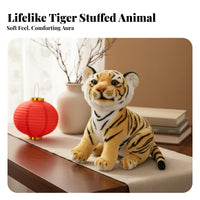 Tiger Stuffed Toy Soft and Cuddly Stuffed Tiger Cub Great Gift Lifelike Animal Stuffed for Young Children, Teenagers, Fun Time, Playroom, Rest Time