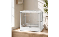 Glass Bird Cage Modern Bird Cage with Pull-out Tray Rectangular for Home Display, Indoor