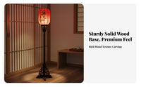 Hand-Painted Chinese Design Floor Lamp Classical Traditional Imperial Floor Light Vintage Design Solid Wood Standing Lantern Retro Look for Interior Designers, Business Owners, Living Room, Teahouse, Restaurant, Hotel Lobby