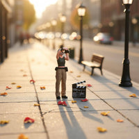 1/64 Scale Photographer Figure Highly Detailed Photographer Model Figure High Detail Miniature Street People Figurine for Hobbyists