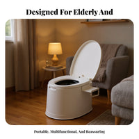 Portable Potty with Inner Container Comfortable Seat Bedside Toilet