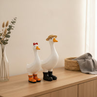 Tabletop Resin Goose Figurines Whimsical Goose Figurines with Boots Decorative Resin Bird Statues Farmhouse for Shelf, Entryway, Vanity, Bathroom Counter