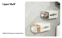 hinged-lid Dispenser with Drawer no-drill Installation for Vanity, Women, Adults