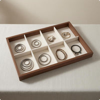 Rectangular Jewelry Display Tray Wood-Grain Walnut Jewelry Tray Small Accessories Elegant Design