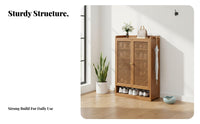 Breathable Design Louvered Door Shoe Cabinet Dust-Proof Multi-Layer Shoe Rack with Doors Large Capacity Louvered Door Storage Cabinet Easy Assembly for Apartment Dwellers, Homeowners, Families, Hallway, Mudroom, Living Room, Bedroom