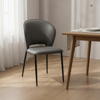 Modern Leather Dining Chair Light Upscale Design Minimalist Metal Leg Chair Ergonomic Backrest Home Furniture for Living Room