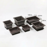 Square Flower Pots and Matching Plant Trays, Black Plant Pot Set with Drainage Holes, Versatile Seedling Pots for Indoor Outdoor Use