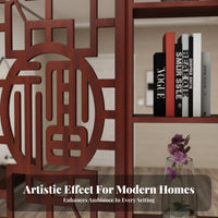 Chinese Design Entryway Screen Space-Saving Design Hollow-out Wood Partition Cabinet Multifunctional Freestanding Room Divider Shelf
