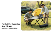 Portable Roll-up Camp Table Lightweight Slatted Roll-up Table Long-Lasting Camping Equipment Includes Carry Bag for Picnickers, Families, Tailgaters, Picnics, Backyard, Tailgating, Barbecues