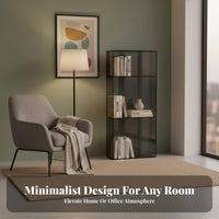 Self-Standing Standing 3-Tier Exposed Shelf Rack Modern Design 3-Tier Narrow Bookshelf Space-Saving Design Bookcase Easy Assembly for Office Workers, Apartment Dwellers, Homeowners, Living Room, Study, Small Areas, Bedroom