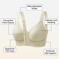 Front Closure Bra for Women with Full Coverage and Thin Padded Cups, Minimizer with Hook for Large Bust and Daily Support