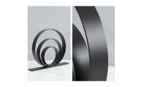 Tabletop Ornament with Concentric Rings Modern Metal Circle Sculpture on Base Decorative Geometric Table Ornament for Entryway