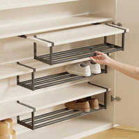 Telescopic Shoe Rack Insert, Metal Shoe Rack for Wardrobe, Space Saving Hallway Shoe Storage, Modern Minimalist Hook-On Design 12.5x20x40-70cm