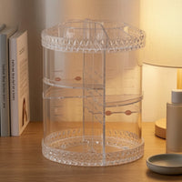 Cosmetic Storage Holder Clear Rotating Organizer Spinning Organizer Multi-Compartment for Makeup Lovers, Dressing Table