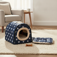 All-Season Enclosed Pet House for Cats and Small Dogs, Indoor Villa Style Pet Bed