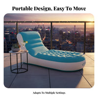 Foldable Inflatable Bean Bag Chair Easy to Inflate Inflatable Bean Bag Soft Flocking Lazy Sofa Long-Lasting for Students, Young Adults, Campers, Outdoor, Camping, Dorm Room, Travel