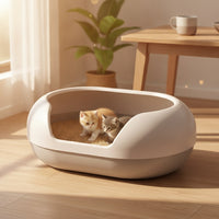 Low-Entry Cat Litter Box with Scoop Oversized Litter Box with Scoop Large Pet Supply Easy Access for Cats