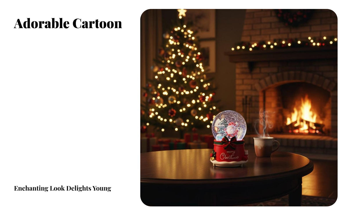 Christmas Music Box Frosty Globe Rotating Decoration Festive Gift Santa Tree Reindeer
