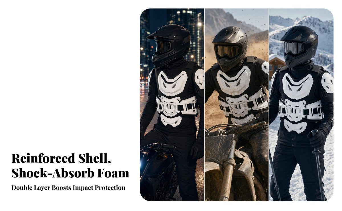 Encircling Motorcycle Protective Vest Adjustable Straps Motorcycle Chest Protective Molded Panels Chest Protector Vest Thickened PE for Adults