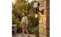 Dusk-to-Dawn Solar Wall Light IP65 Solar Sconce Waterproof Lighting Cordless for Courtyard