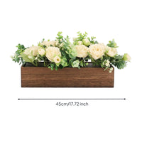 Faux Peony Centerpiece Decorative Fake Eucalyptus Centerpiece Realistic Flower Arrangement with Wooden Box for Dining Table