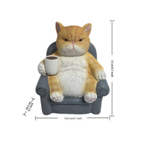 Cat Figurine with Solar Light Decorative Tabletop Ornament Small for Balcony