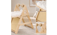 Wooden Cat Tree with Cushioned Perch Space-Saving Cat Climbing Frame Cozy Pet Furniture Soft for Kittens