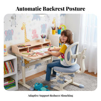 Sturdy Construction children's Homework Chair with Back Support Easy to Clean Height Adjustable Writing Chair for Primary School Students, Boys, Girls, Studying, Home, Bedroom, Playroom