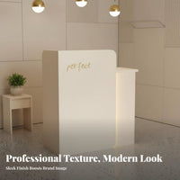 Minimalist Design Small Money Ier Desk Long-Lasting Construction Modern Retail Checkout Counter Spacious Work Surface Small Front Desk with Counter Easy to Clean for Shop Owners, Receptionists, Salon Team, Salons, Boutiques, Office, Medical Office
