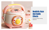 Kids Kitchen Toy Rice Cooker, Steam Spray Playset, Multifunction Pretend Cooking Set with Light & Sound, Early Education, Boys & Girls