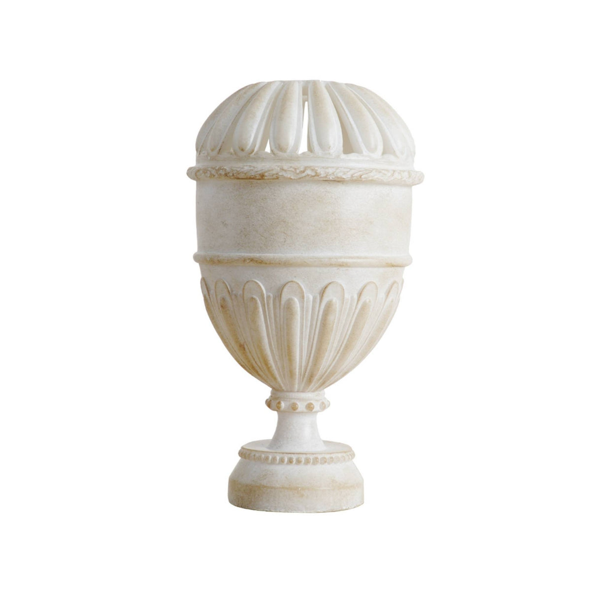 Goblet Vase Aged Stone Look Pedestal Vase Vintage Style Vessel for Wedding, Mantel