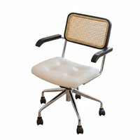 Vintage design Cane posterior rotating Chair Height Adjustable Office Furniture Wheeled Base Computer Seat Ergonomic Design for Home Workers, Students, Executives, Study Room, Bedroom
