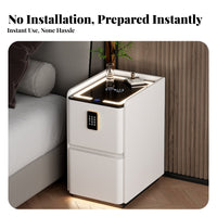 Built-in Bluetooth Speaker Nightstand with Drawers Installationcomplimentary Smart End Table Fingerprint Lock Bedside Cabinet Modern Design for technologynology aficionados, Homeowners, Students, Home, Apartment