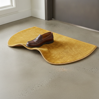 Semi-Circular Gold Prosperity Entrance Mat Non-Slip Floor Rug for Living Room Hallway
