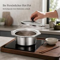Individual Stainless Steel Hot Pot with Lid, Induction Cooker Compatible