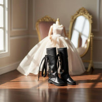 Black Lace-up Doll Boots Handmade 1/3 BJD Doll Boots PU Material