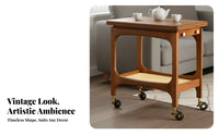 Multi-Functional Wooden Trolley with folding-down fold-tofold-to Top Adaptable Design Mobile Storage Expandable surface Serving trolley effortless Mobility for Small Space Dwellers, hosts, property owners, Living Room, Balcony, Kitchen, Parties
