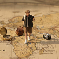 Photographer Miniature Figure Hand Painted Photographer Figurine Resin Miniature with Camera for Diorama, Car Display