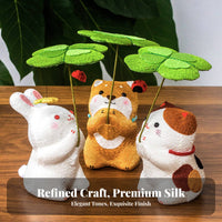 Four leaves Animal Ornament Good Luck Charm Japanese Cloth Animal Statue Thoughtful Present Four leaves Figurine