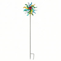 Floral Wind Rotator Rotating Wind Rotator with Ladybug Moving Yard Art for Flower Bed