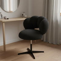 Comfortable Armless Vanity Chair Soft Upholstery Luxurious Makeup Stool Easy Assembly Adjustable Height Task Chair for Women, Girls, Bedroom, Dressing Table