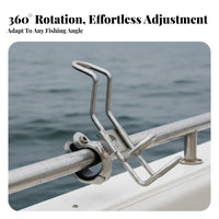 Stainless Steel Boat Rod Holder Clamp on Fishing Rod Holder Boating Accessory 360° Rotation Sturdy Duty