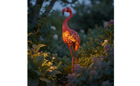 Flamingos Statue with Solar Light Weather-Resistant Metal Flamingos Garden Stake Rust-Resistant Lawn Ornament for Gardeners